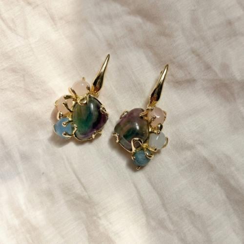 Fluorite, Rose Quartz & Topaz Earrings