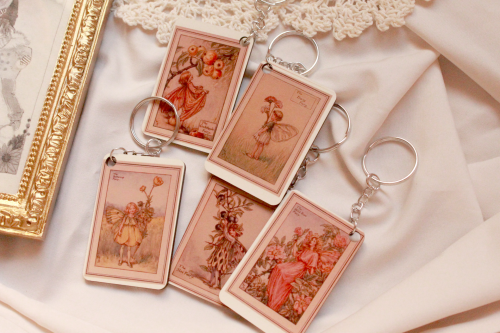 The Garden Fairies Book Wood Keychain