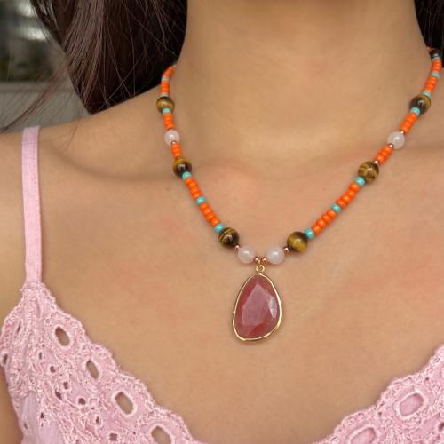 K) Summer Candy Gemstone Handmade Necklace / Chock...