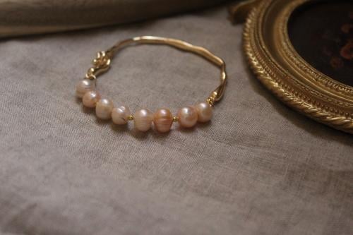 Freshwater Bronze Pearls x 18K Gold Plated Bracele...