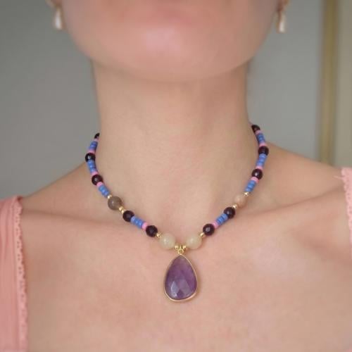 F) Summer Candy Gemstone Handmade Necklace / Chock...