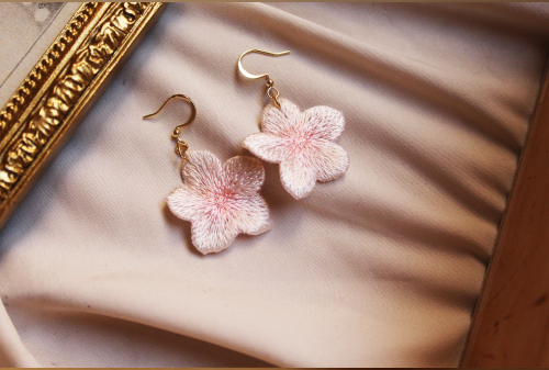 Handmade Micro Crochet Sakura Earrings