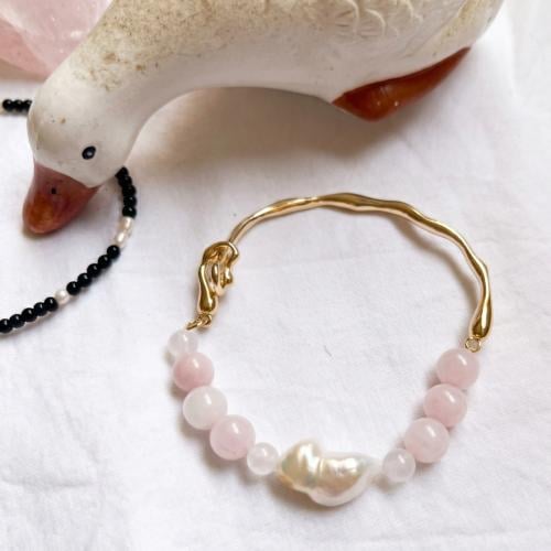 Raw Freshwater Pearls x Rose Quartz
