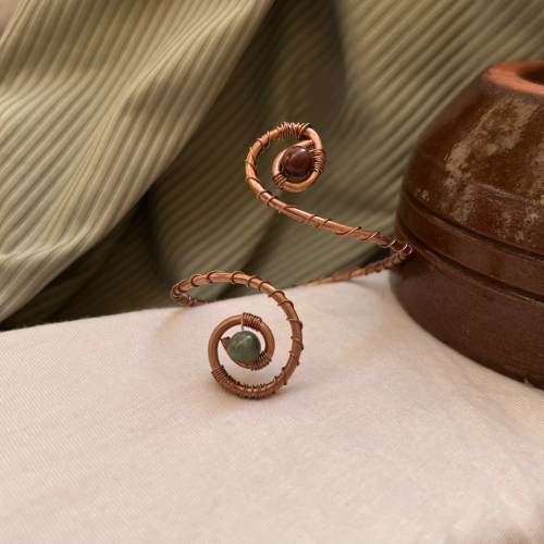 Blood stone x Raw Copper Bracelet