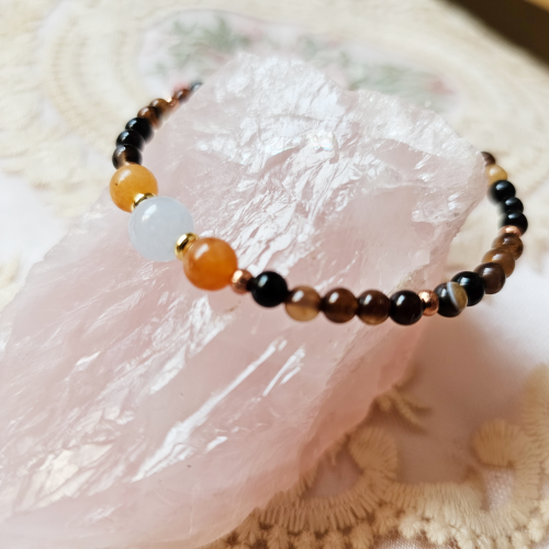 Black Agate x Moonstone x Sunstone Copper Bracelet
