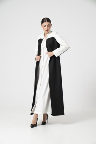 كتان اسود مع اوف وايت