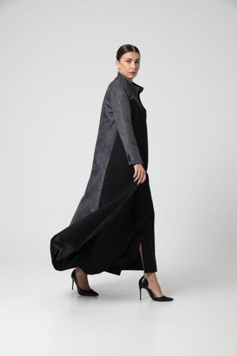 كتان رمادي مع اسود