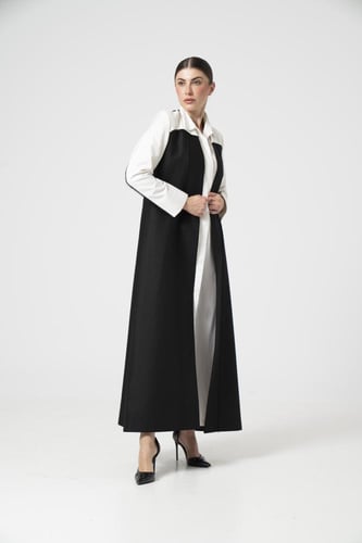 كتان اسود مع اوف وايت