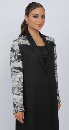 كتان اسود باكمام حرير