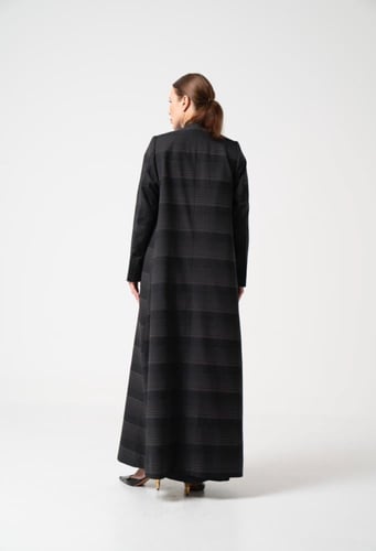 لينن مقلم رمادي غامق