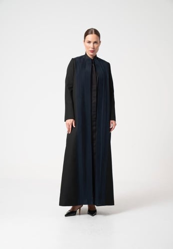 كتان اسود مع حرير ياباني كحلي