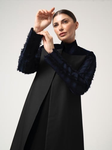 كتان اسود مع مخمل كحلي