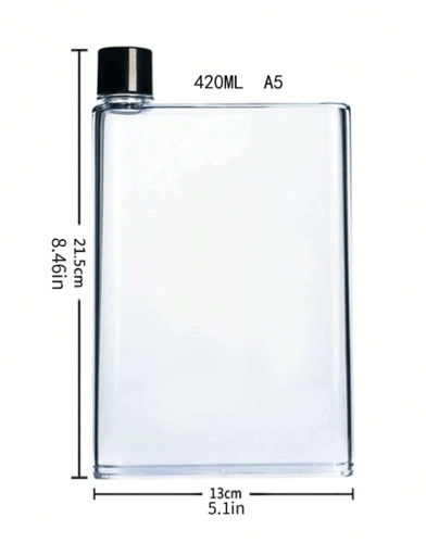 زجاجة ماء شفافة على شكل مفكرة A6