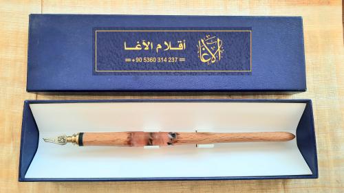 قلم الآغا خشب مطعَّم - رأس معدني سلاية - مقاس 7 مل...