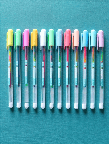 12 قلم سائل متعدد الألوان العشوائية