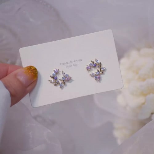 أقراط فضية مستديرة - earrings