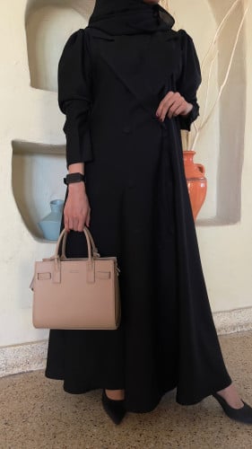 عباية عملية القماش صالونه كوري بقصة نص كلوش مع قطع...