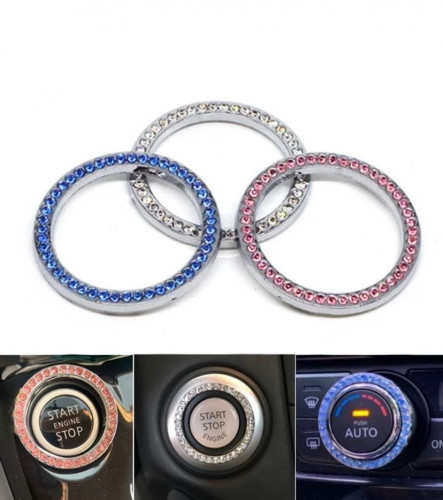 طقم ملصق دائري من الكريستال لزر تشغيل السيارة