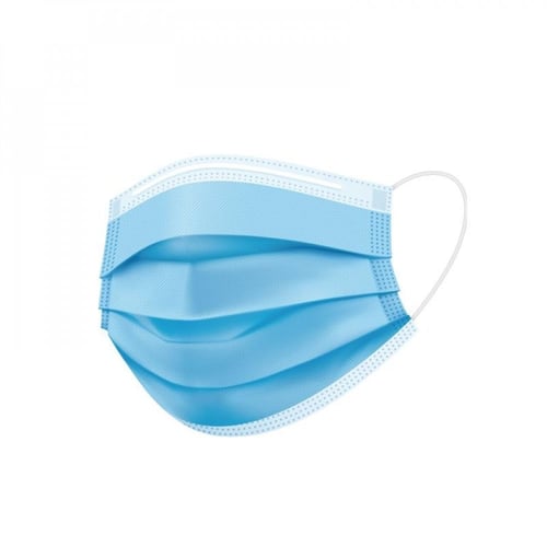 كمامة لون ازرق ثلاث طبقات بتغليف مستقل ( 50 حبة )