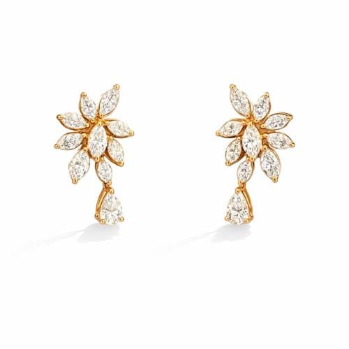 حلق ذهب عيار 18 4.5 جرام الماس 1.88قيراط