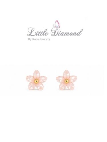 Gold earrings 18 karat 1.3 grams colorful mother o...