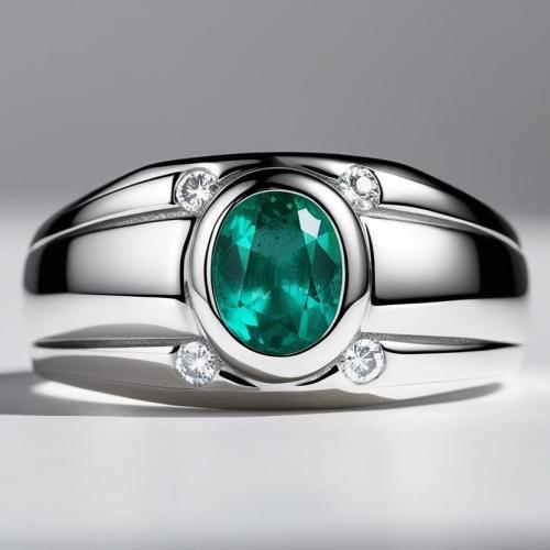 خاتم فضة رجالي حجر زفير طبيعي والماس