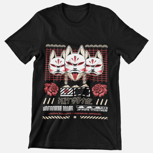 تيشيرت قناع كيتسوني الياباني – Japanese Kitsune Ma...