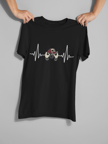 تيشيرت رجالي بتصميم نبض القلب مع قبعة "NY"