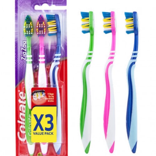 فرشاة أسنان كولجيت زيج زاج من 3 قطع متعدد الألوان...