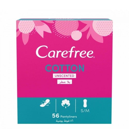 فوط يومية بخلاصة القطن بدون عطر من كير فري 56 فوطة