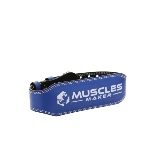 حزام رفع أثقال لون ازرق واسود من صانع العضلات