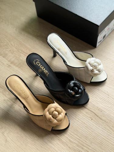 Chanel Camellia Quilted Mule Heels