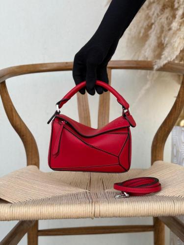 Loewe Puzzle Bag Red Black Lined