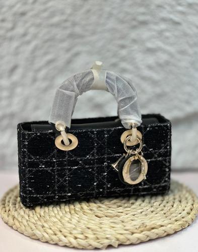 D Dior Tweed Black Rectangle Bag