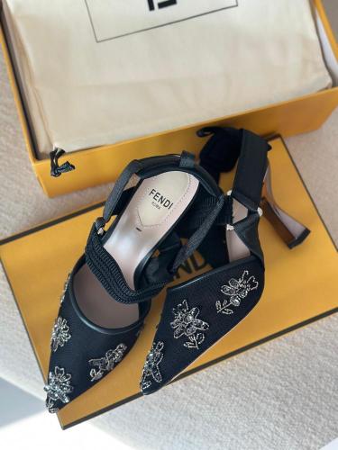 FENDI Embellished Pointed Slingback Heels