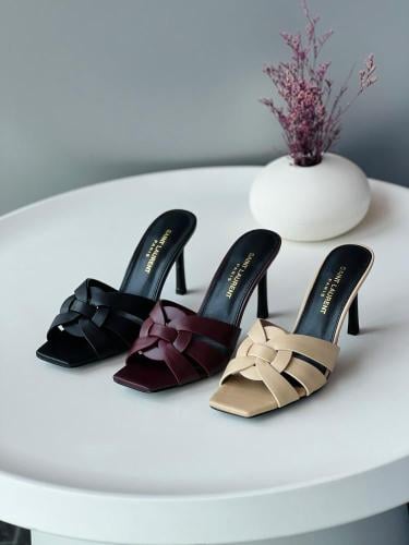 Saint Laurent YSL Braided Strap Mules Heels