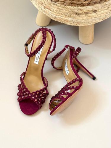 Aquazzura Crystal Embellished Sandal Heels – Burgu...
