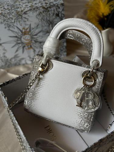 Lady Dior White Gray Bag