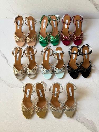 AQUAZZURA Crystal Embellished High Heel Sandals