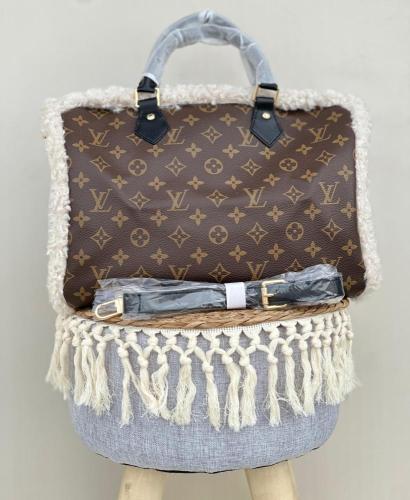 Louis Vuitton Monogram Shearling Trim Bag 30cm