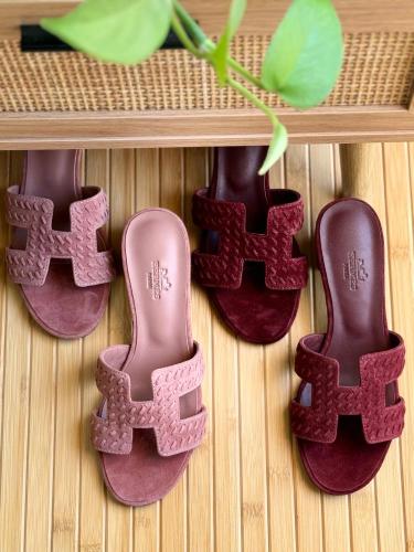 Hermes Suede H Block Heel Sandals