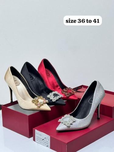 Roger Vivier Satin Crystal Buckle Pumps