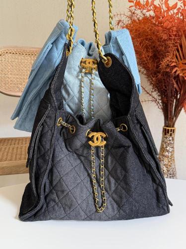 Chanel Denim Drawstring Bag