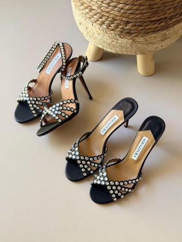 Aquazzura Crystal Embellished Mule & Sandal Heels...