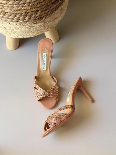 Aquazzura Crystal Embellished Mule Heels