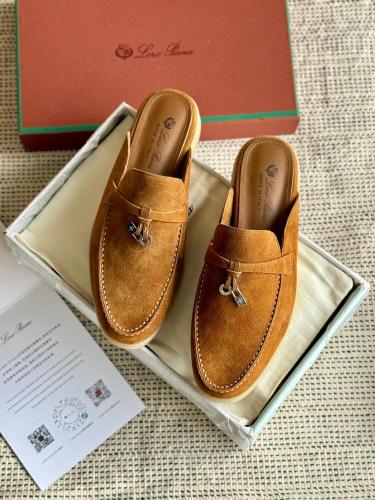 Loro Piana Suede Mules – Caramel