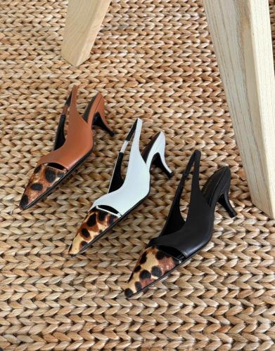 Celine Leopard Toe Slingback Heels