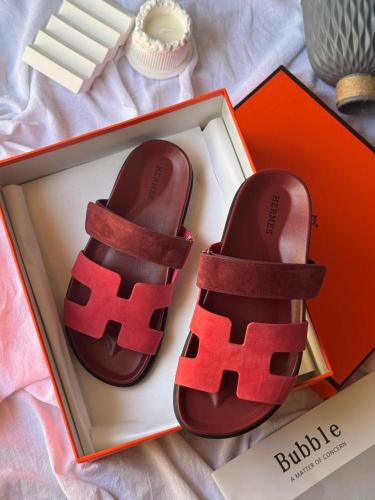 Hermès Chypre Sandals Red Suede