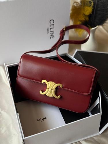 Celine Triomphe - Burgundy Leather Bag