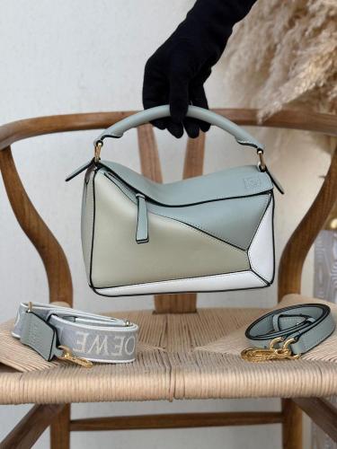 Loewe Puzzle Bag Blue White Beige
